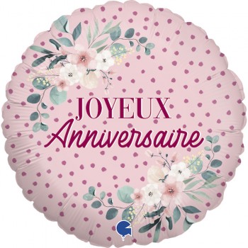 Folienballon Joyeux Anniversaire, 45 cm, im Beutel einzeln verpackt (französisch)
