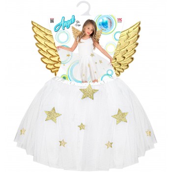 Engel Tutu und Flügel weiss gold, Kindergrösse onesize