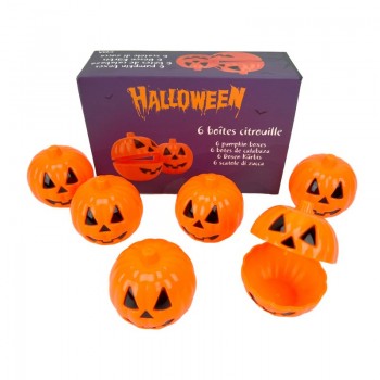 Halloween Kürbis 6 Stk 6x6 cm Deko/Box für Süssigkeiten
