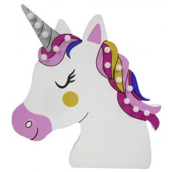 Einhorn mit LED aus Holz 38x50,5x2.5cm ohne Batterie exkl. 3xAA Batterien
