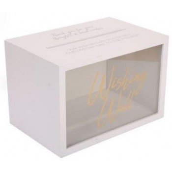 Wunschbox Hochzeit Mr. & Mrs. 30x20x20cm Wishing Well Text auf Englisch