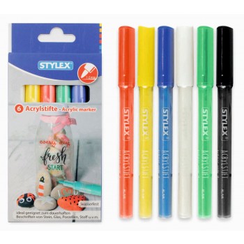 Acrystifte 6 Stk. Set Ideal für Stein, Glas, Stoff, Porzellan, dauerhaft