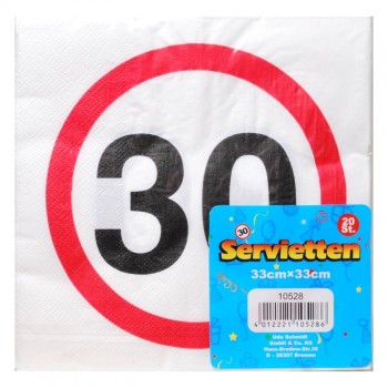 Servietten Geburtstag 30 Jahre 20 Stk. 33x33 cm