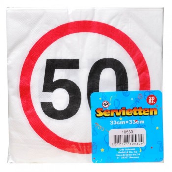 Servietten Geburtstag 50 Jahre 20 Stk. 33x33 cm