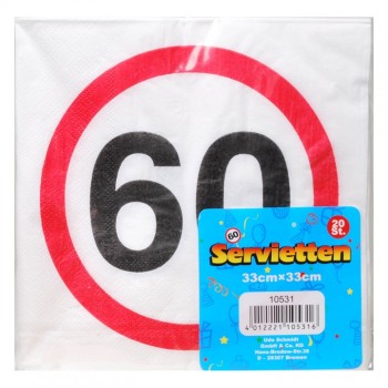 Servietten Geburtstag 60 Jahre 20 Stk. 33x33 cm