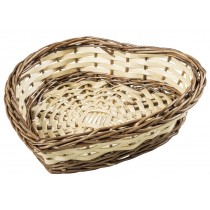 Korb Herzform, heller Holz- span u. Vollweide 25x25x6 cm 25x25x6 cm