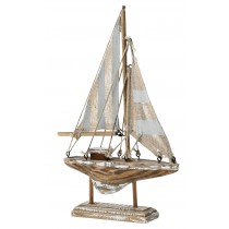 Holz Segelboot natur/grau 22 cm 22 cm