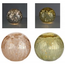 LED Kugel Glas Crackle 2xsort 15cm mit Timer exkl. 3xAAA Batterien