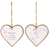 Hänger Herz Pusteblume Holz 2xsort. 12cm