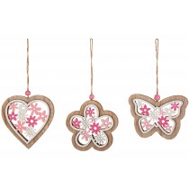 Holzdeko zum Aufhängen 3xsort.