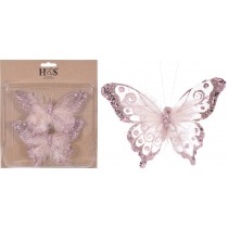 Deko Schmetterlinge 2 Stk. mit Clip rosa 15x10cm