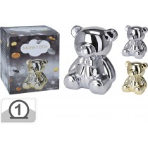 Sparkasse Bär Keramik 2 sort. silber & gold 14x17 cm