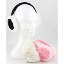 Ohrenwärmer, Zopfmuster 3 Farben (wenig rosa)