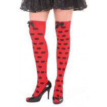 Overknees rot-schwarz gepunktet one Size