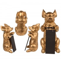 Schwein mit Schiefertafel 22 cm aus Polyresin bronce