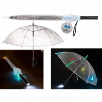 LED Regenschirm 98 cm DM mit Taschenlampe, 2 Leuchtmodi Farbwechsel transparent