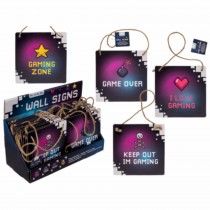 Kartonschild Game 14x14cm an Schnur, 4 Sprüche sort.