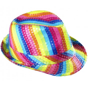 Chapeau arc en ciel avec des paillettes