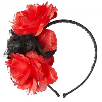 Serre-tête avec roses rouge & noir