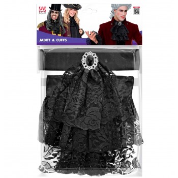 Jabot en dentelle avec bijoux et poignets noir
