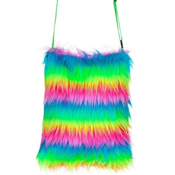 Sac à bandoulière en peluche arc-en-ciel