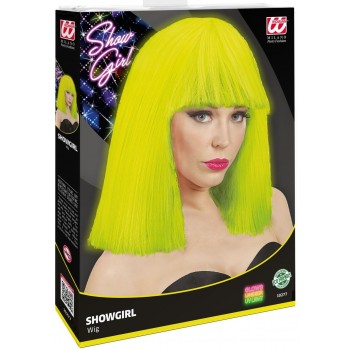 Peruque Showgirl jaune fluo néon