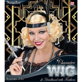 Perruque et bamdeau avec plumes annees 20