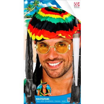 Rastafari chapeau avec dreaklocks, lunette et joint