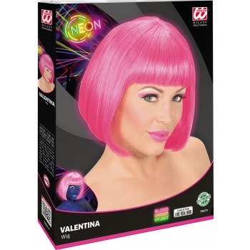 Peruque Valentina rosé néon dans la boîte