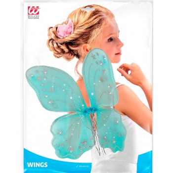 Ailes fantasies brillantes azur 50x45 cm