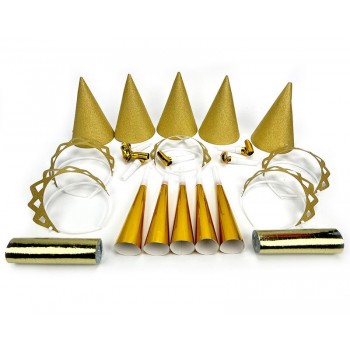 Pochette cotillons Glitter Mix or pour 10 personnes