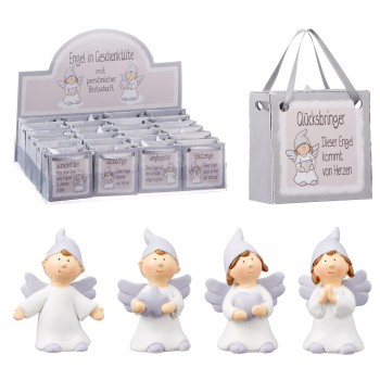 Ange gardien dans sac cadeau petit, 5cm, 4 asst.