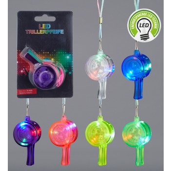 Sifflet avec LED ca. 6cm 6 couleurs ass.