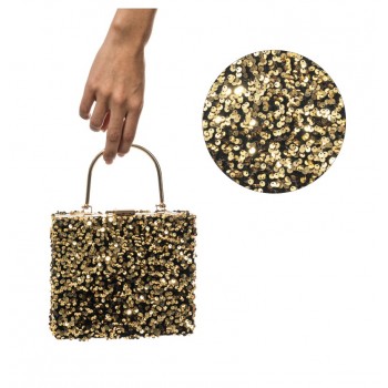 Sac velours noir et sequins noir, 18x4.5x25 cm