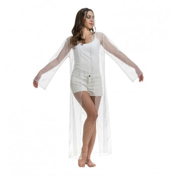 Veste longue Summer Festival transparent, blanc