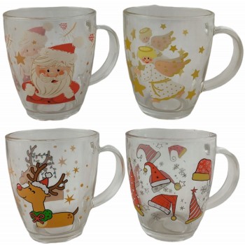 Tasse à punch en verre avec motifs de Noël