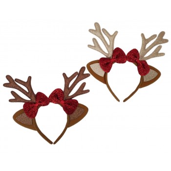 Serre-tête renne pailleté 2 ass.