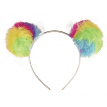 Serre-tête oreilles pompons multicolore