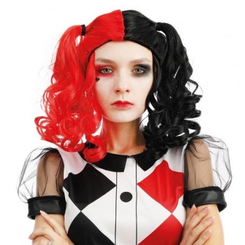 Perruque Arlequin rouge/noir