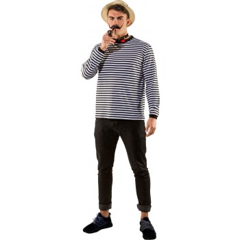 Pull-over marin rayé noir/blanc