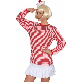 Pull-over marin rayé rouge/blanc