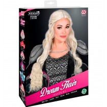 Perruque cheveux de rêve reine des epnies, cheveux longs, blonds, dan une boite