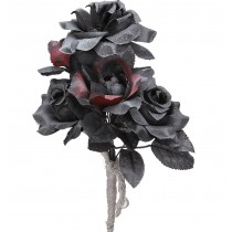 Boutquet de mariee Halloween avec roses noir et rouge