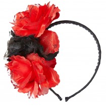 Serre-tête avec roses rouge & noir