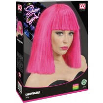 Peruque Showgirl rosé néon, dans la boîte