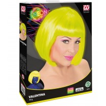 Peruque Valentina jaune néon dans la boîte