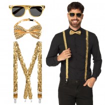 Party set or lunettes party, noeud papillon et bretelles