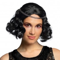 Perruque Flapper noir avec bandeau