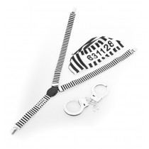 Kit prisonnier 3 pcs bretelles chapeau et menottes