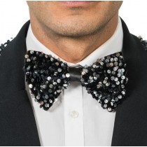 Noeud papillon noir avec strass